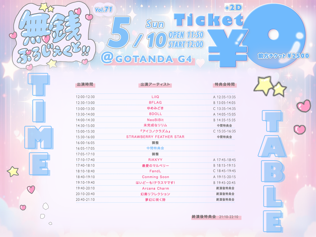 5/10（日）無銭ぷろじぇくと!!@五反田G4