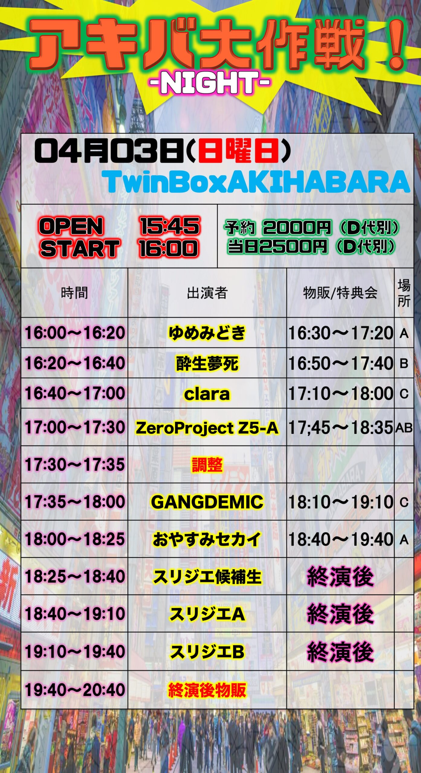 4/3（日）アキバ大作戦＠Twinbox秋葉原