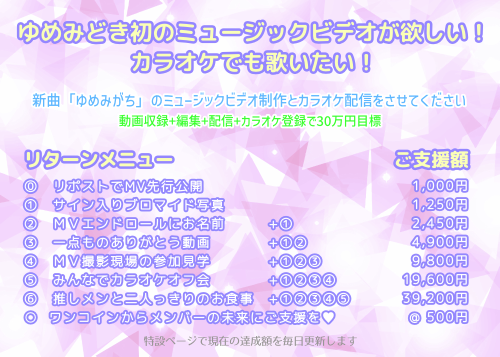 ゆめみどき初のミュージックビデオが欲しい！カラオケでも歌いたい！